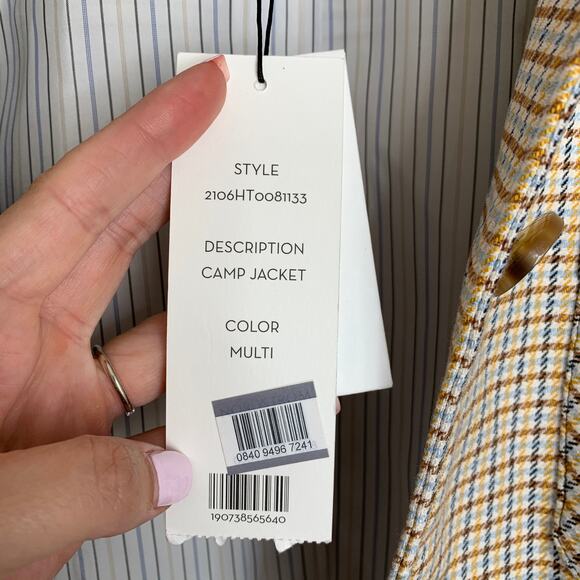 Veronica Beard Check Camp Plaid Button Up Jacket Womens 6 New - Picture 9 of 16